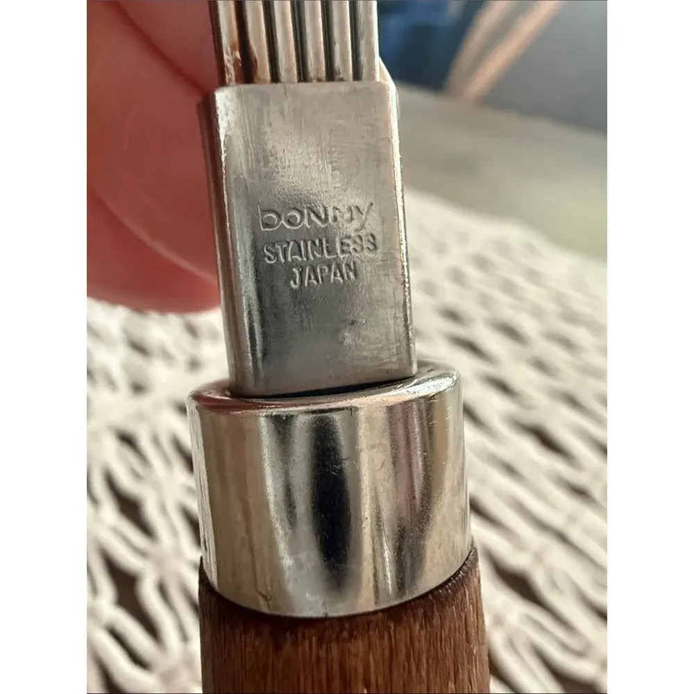 Vintage 60s/70s Bonny Japan Stainless Steel Wood Handle MCM Balloon Whisk